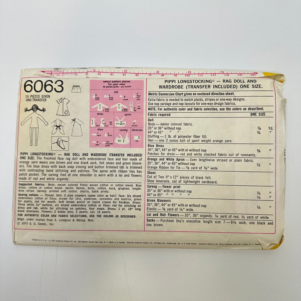 Sewing Pattern - Craft - Simplicity 6063 - True Deadstock supplies Fabric by private - Sustainable Textile | FABCYCLE