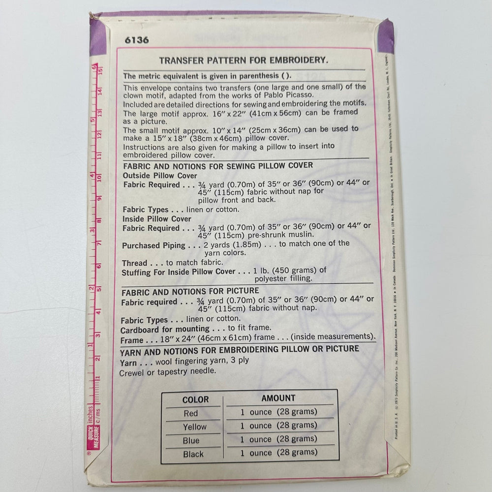 Sewing Pattern - Craft - Simplicity 6136 - True Deadstock supplies Fabric by private - Sustainable Textile | FABCYCLE