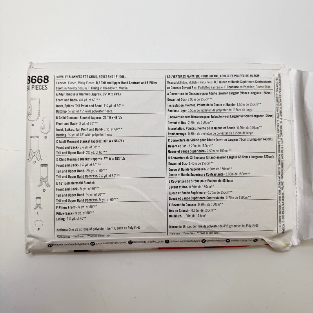 Sewing Pattern - Craft - Simplicity 8668 - True Deadstock supplies Fabric by private - Sustainable Textile | FABCYCLE
