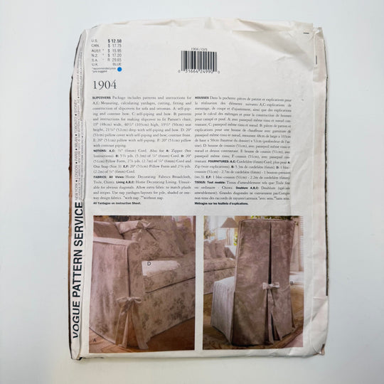 Sewing Pattern - Craft - Vogue 1904 - True Deadstock supplies Fabric by private - Sustainable Textile | FABCYCLE