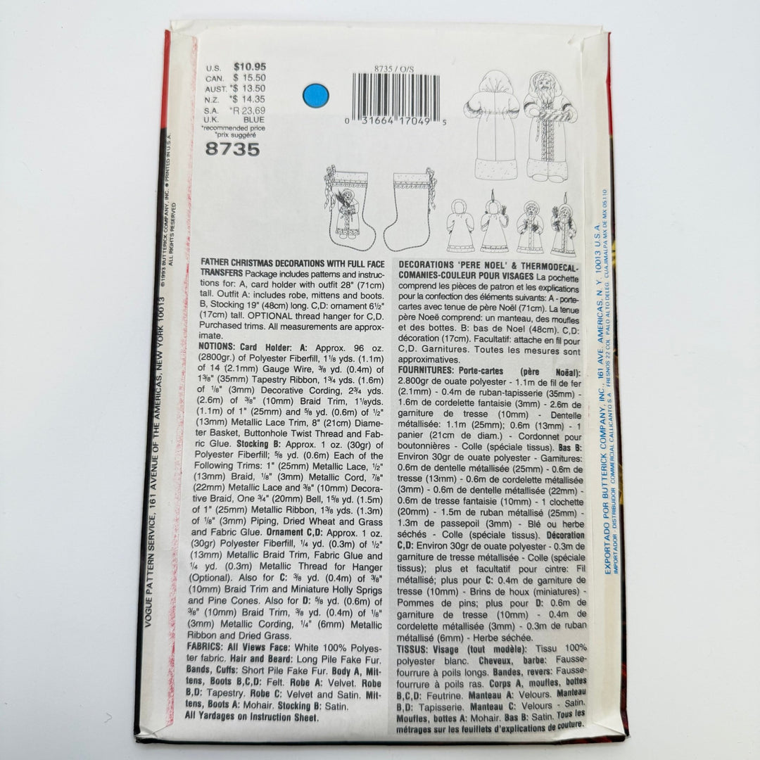 Sewing Pattern - Craft - Vogue 8735 - True Deadstock supplies Fabric by private - Sustainable Textile | FABCYCLE