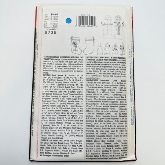 Sewing Pattern - Craft - Vogue 8735 - True Deadstock supplies Fabric by private - Sustainable Textile | FABCYCLE