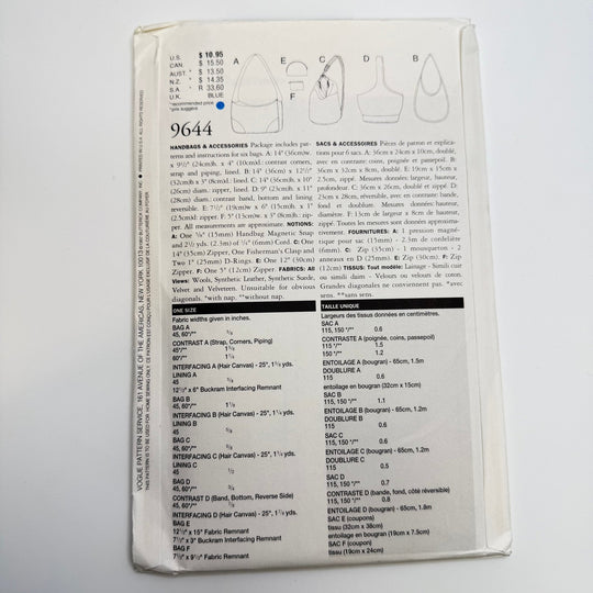Sewing Pattern - Craft - Vogue 9644 - True Deadstock supplies Fabric by private - Sustainable Textile | FABCYCLE