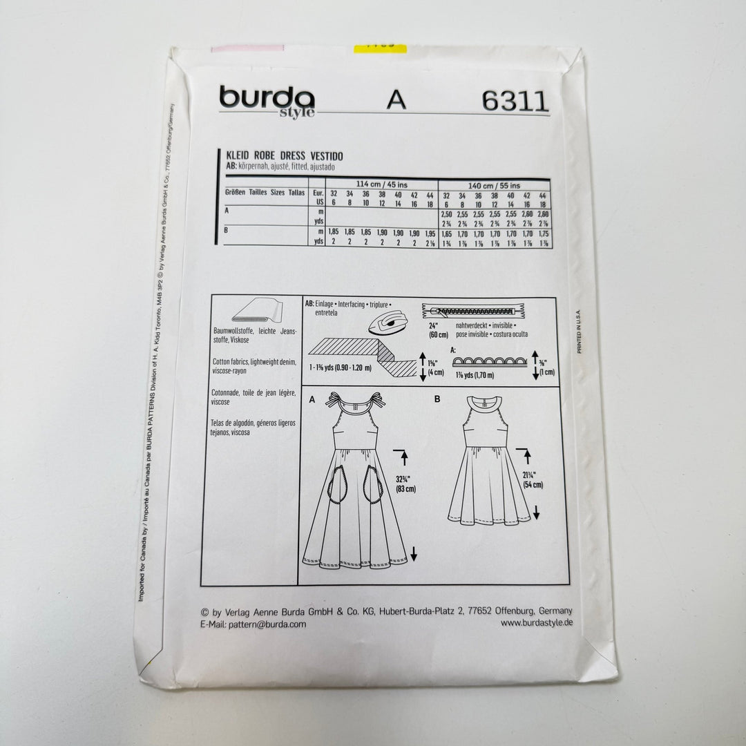 Sewing Pattern - Junior - Burda 6311 - True Deadstock supplies Fabric by private - Sustainable Textile | FABCYCLE