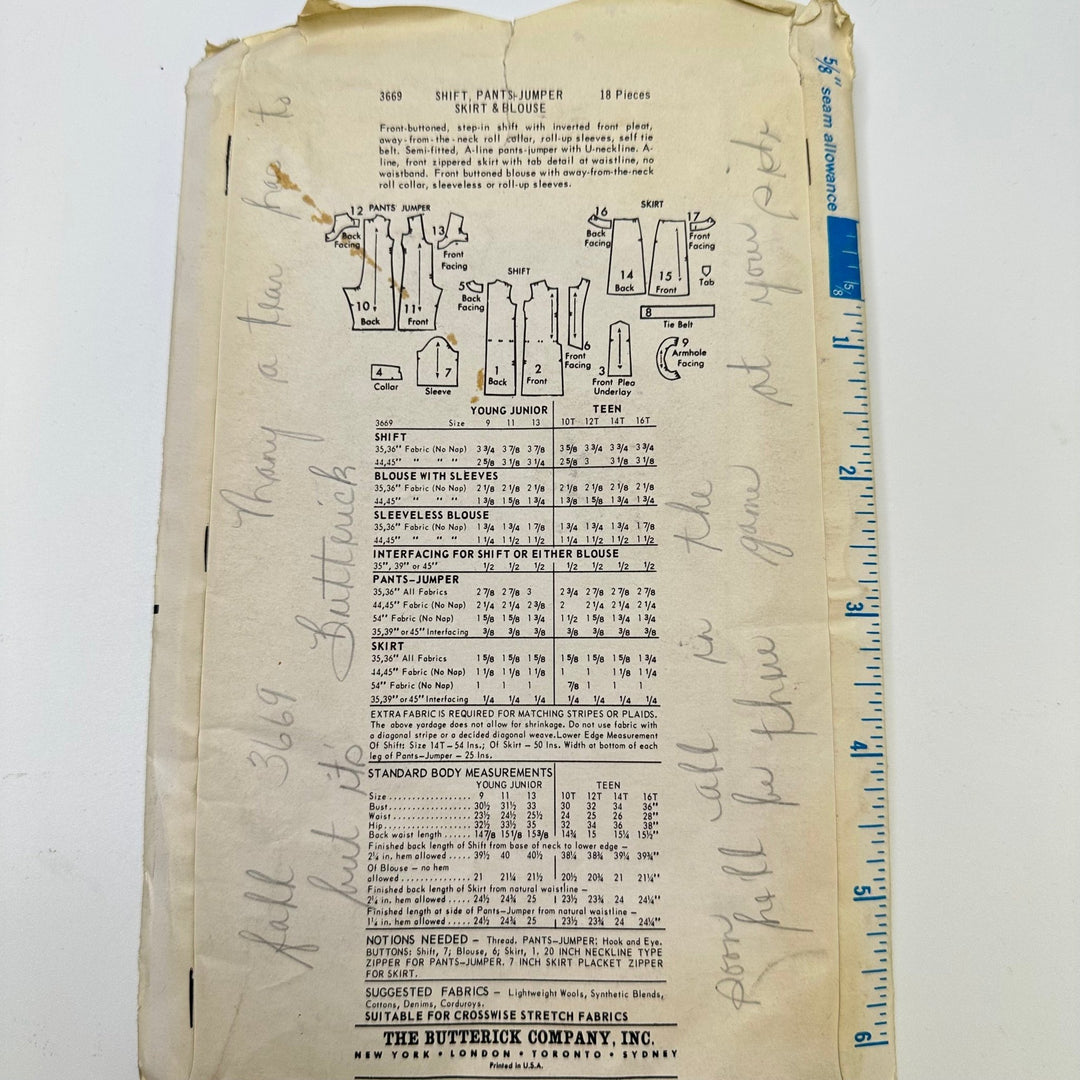 Sewing Pattern - Junior - Butterick 3669 - True Deadstock supplies Fabric by private - Sustainable Textile | FABCYCLE