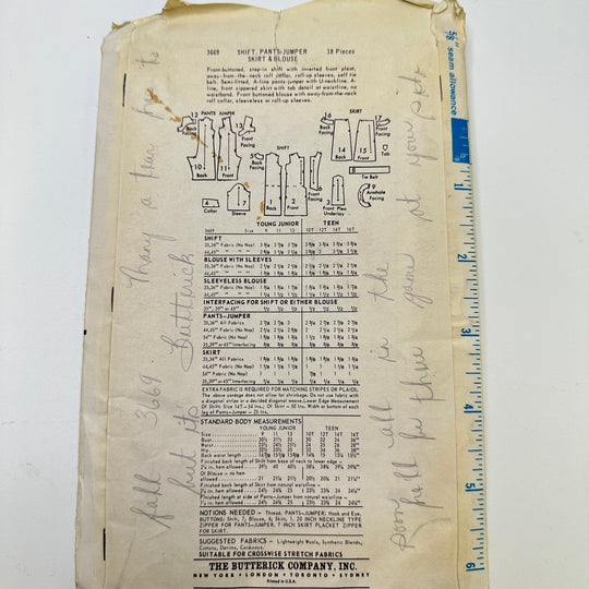 Sewing Pattern - Junior - Butterick 3669 - True Deadstock supplies Fabric by private - Sustainable Textile | FABCYCLE