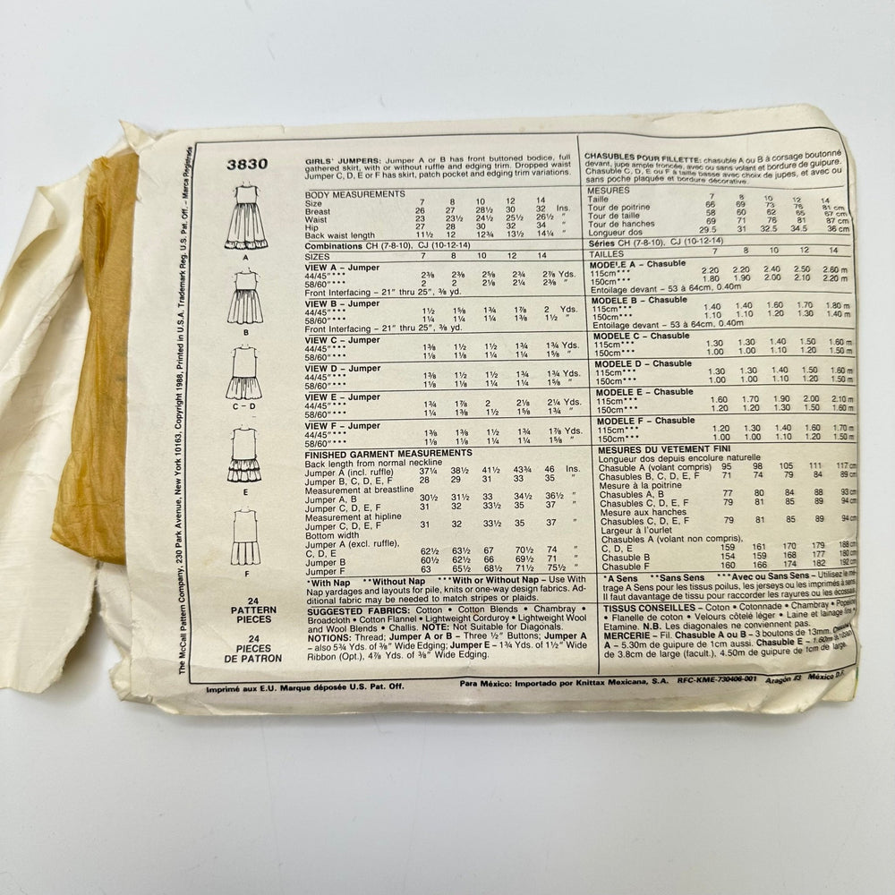 Sewing Pattern - Junior - McCall's 3830 - True Deadstock supplies Fabric by private - Sustainable Textile | FABCYCLE