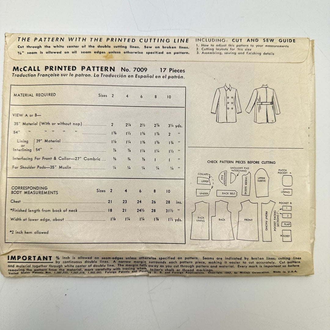Sewing Pattern - Junior - McCall&