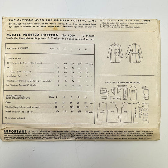 Sewing Pattern - Junior - McCall&