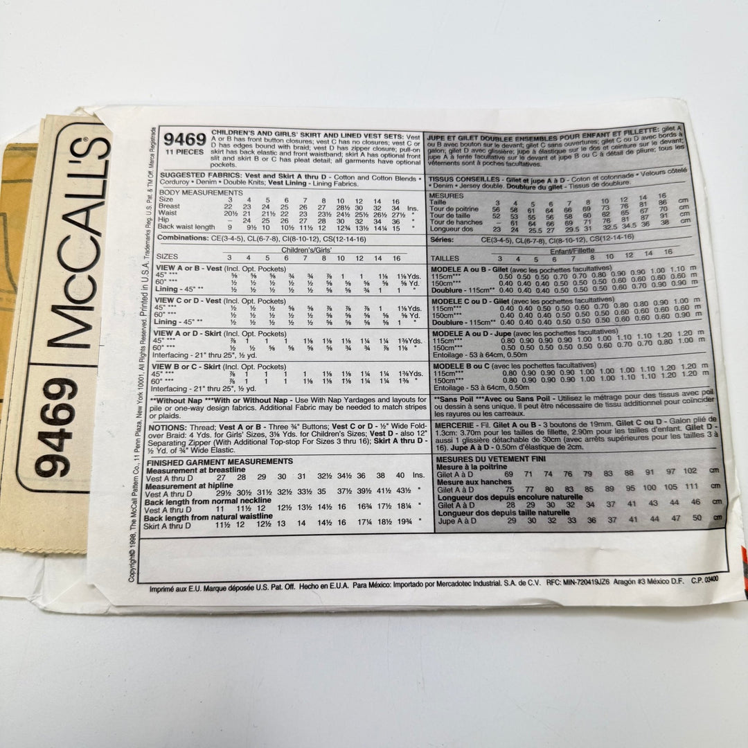 Sewing Pattern - Junior - McCall's 9469 - True Deadstock supplies Fabric by private - Sustainable Textile | FABCYCLE