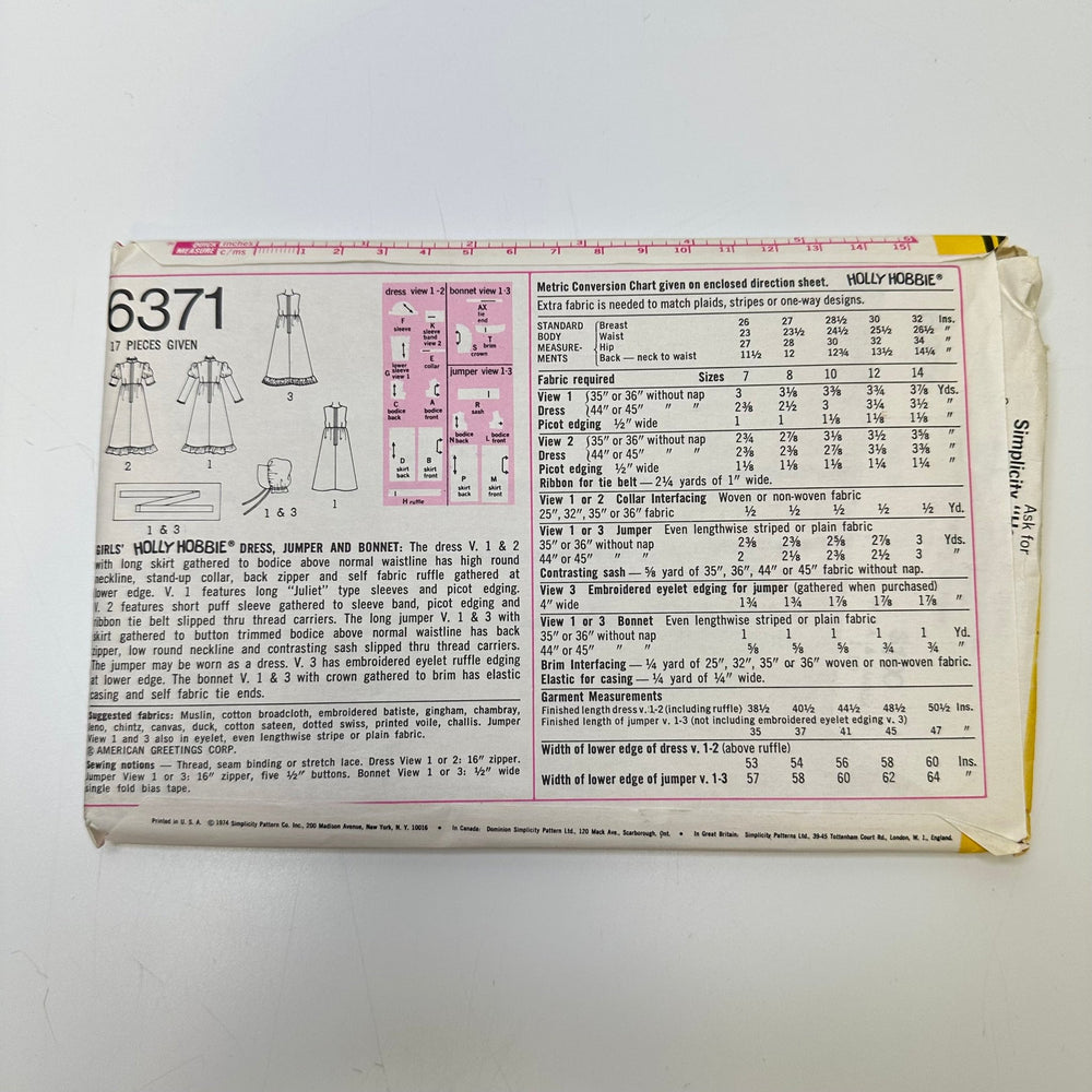 Sewing Pattern - Junior - Simplicity 6371 - True Deadstock supplies Fabric by private - Sustainable Textile | FABCYCLE