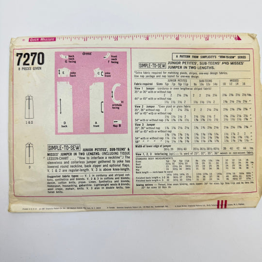 Sewing Pattern - Junior - Simplicity 7270 - True Deadstock supplies Fabric by private - Sustainable Textile | FABCYCLE