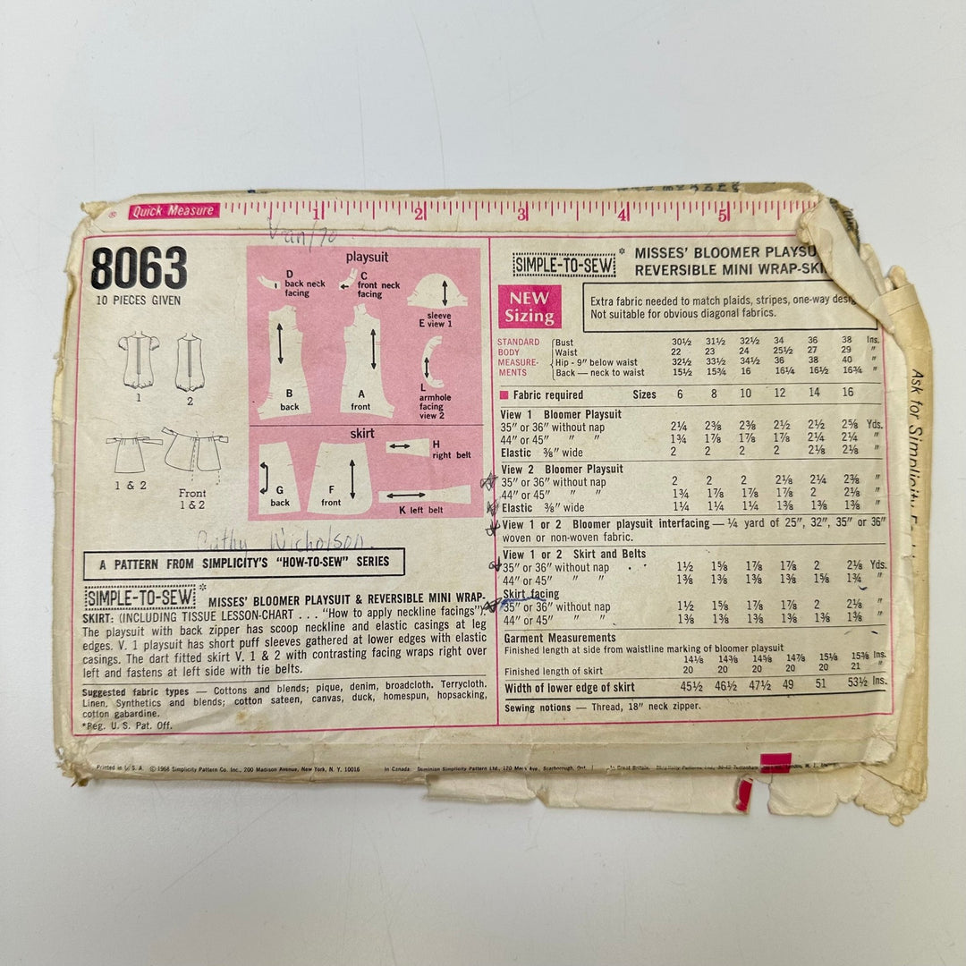 Sewing Pattern - Junior - Simplicity 8063 - True Deadstock supplies Fabric by private - Sustainable Textile | FABCYCLE
