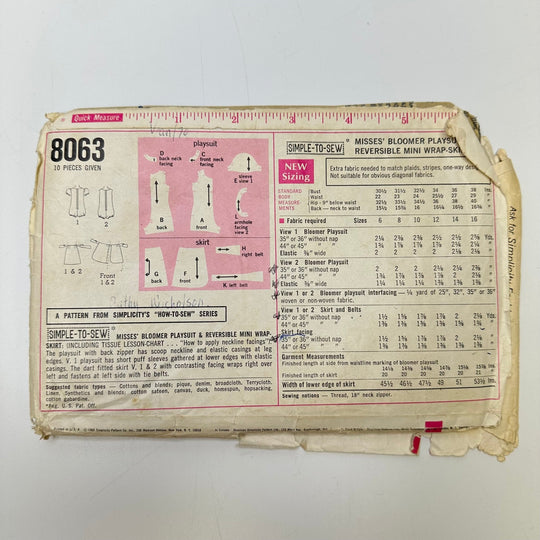 Sewing Pattern - Junior - Simplicity 8063 - True Deadstock supplies Fabric by private - Sustainable Textile | FABCYCLE