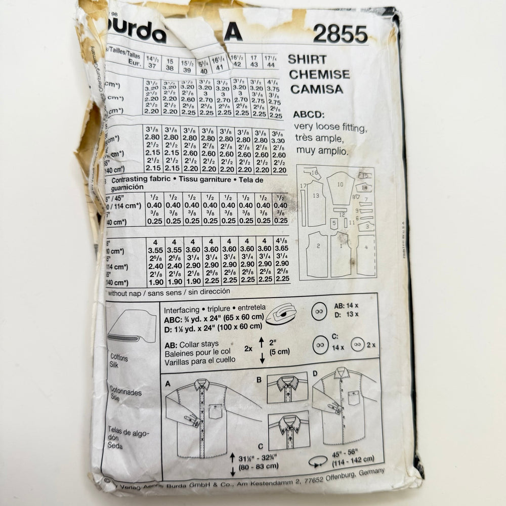 Sewing Pattern - Menswear - Burda 2855 - True Deadstock supplies Fabric by private - Sustainable Textile | FABCYCLE