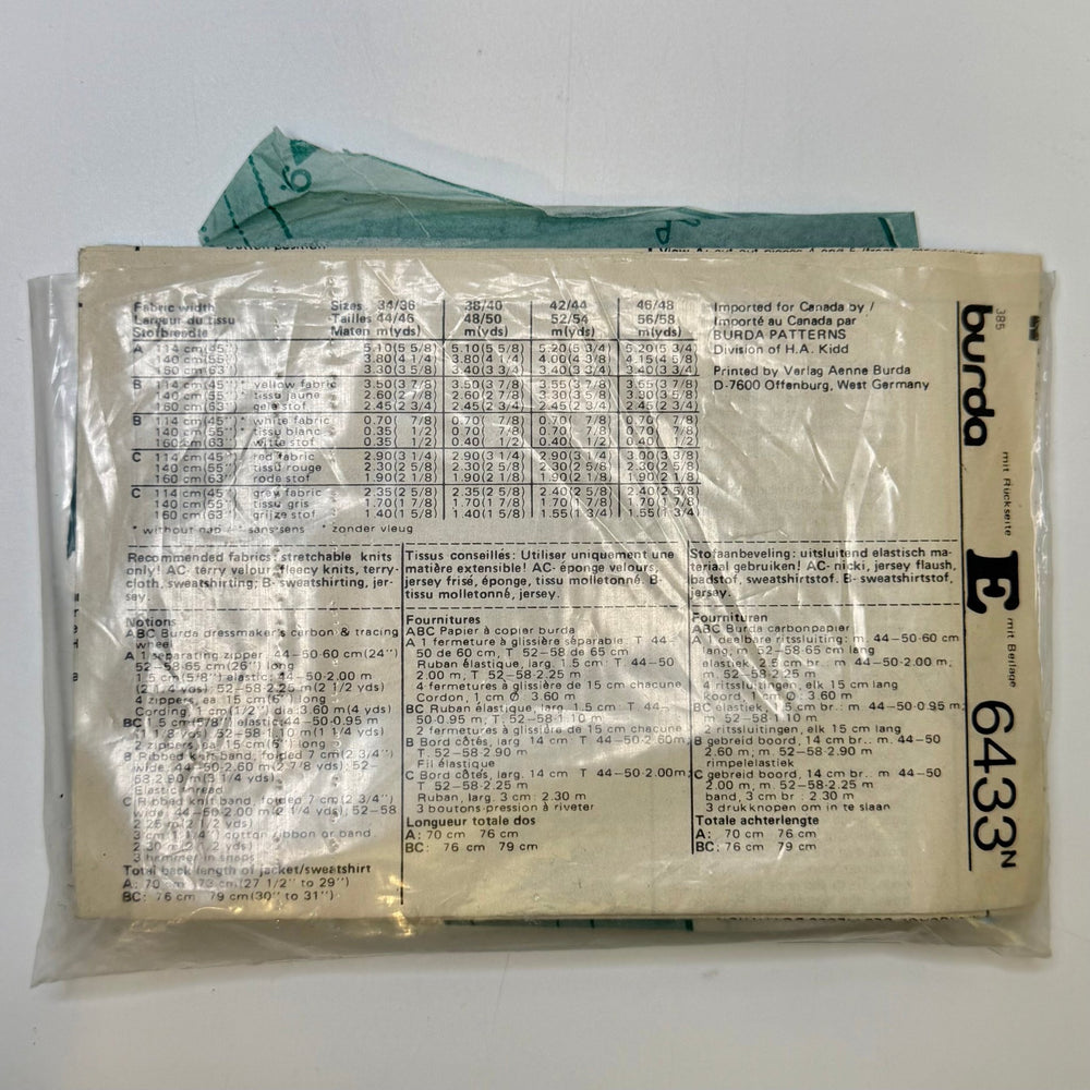 Sewing Pattern - Menswear - Burda 6433 - True Deadstock supplies Fabric by private - Sustainable Textile | FABCYCLE