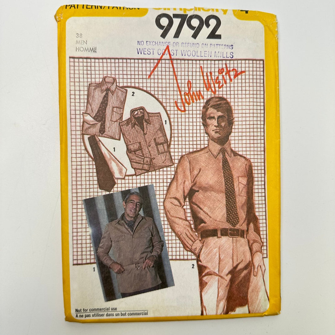 Sewing Pattern - Menswear - Simplicity 9792 - True Deadstock supplies Fabric by private - Sustainable Textile | FABCYCLE