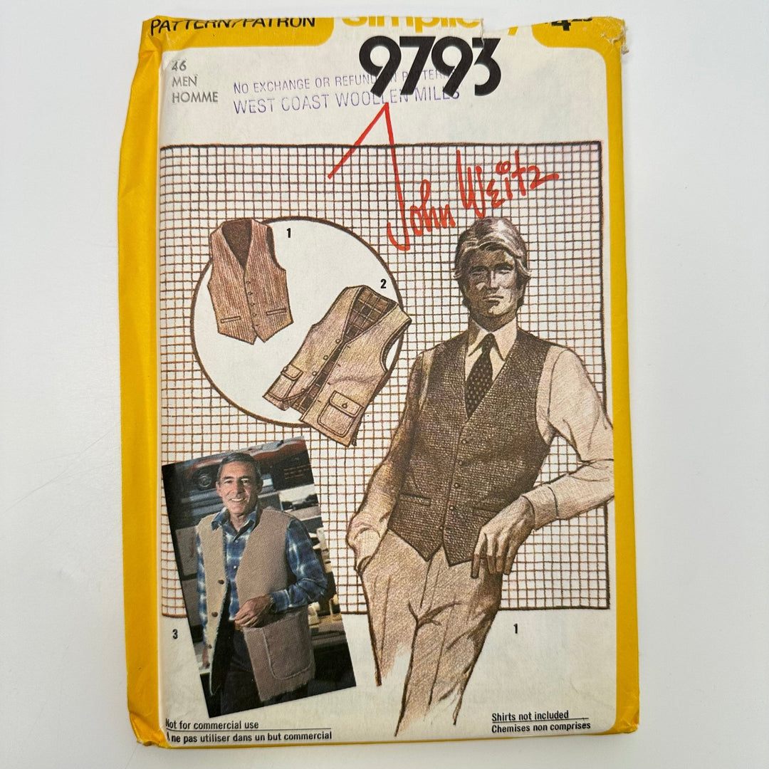 Sewing Pattern - Menswear - Simplicity 9793 - True Deadstock supplies Fabric by private - Sustainable Textile | FABCYCLE