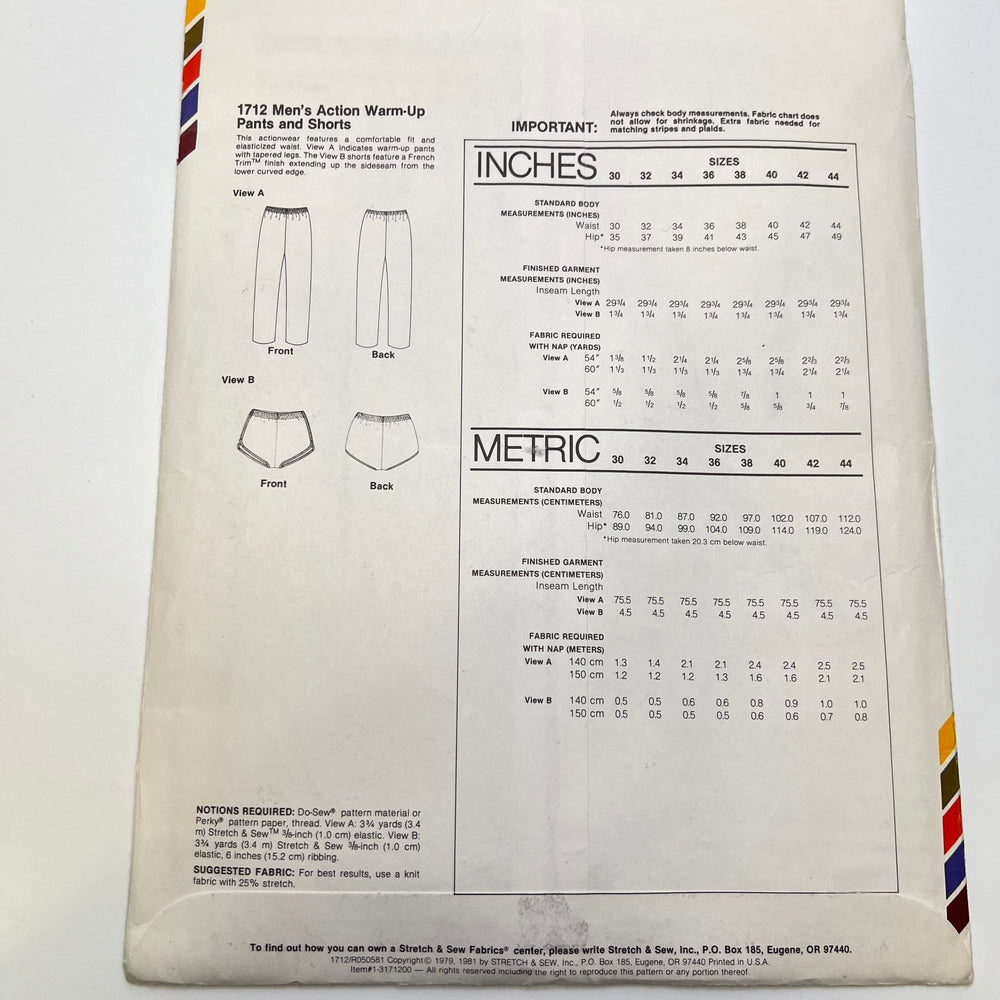 Sewing Pattern - Menswear - Stretch & Sew 1712 - True Deadstock supplies Fabric by private - Sustainable Textile | FABCYCLE