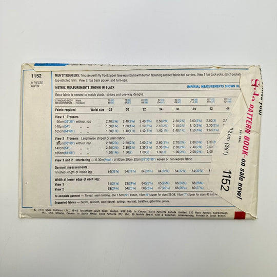 Sewing Pattern - Menswear - Style 1152 - True Deadstock supplies Fabric by private - Sustainable Textile | FABCYCLE