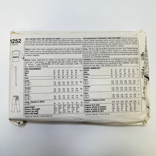 Sewing Pattern - Menswear - Style 1252 - True Deadstock supplies Fabric by private - Sustainable Textile | FABCYCLE
