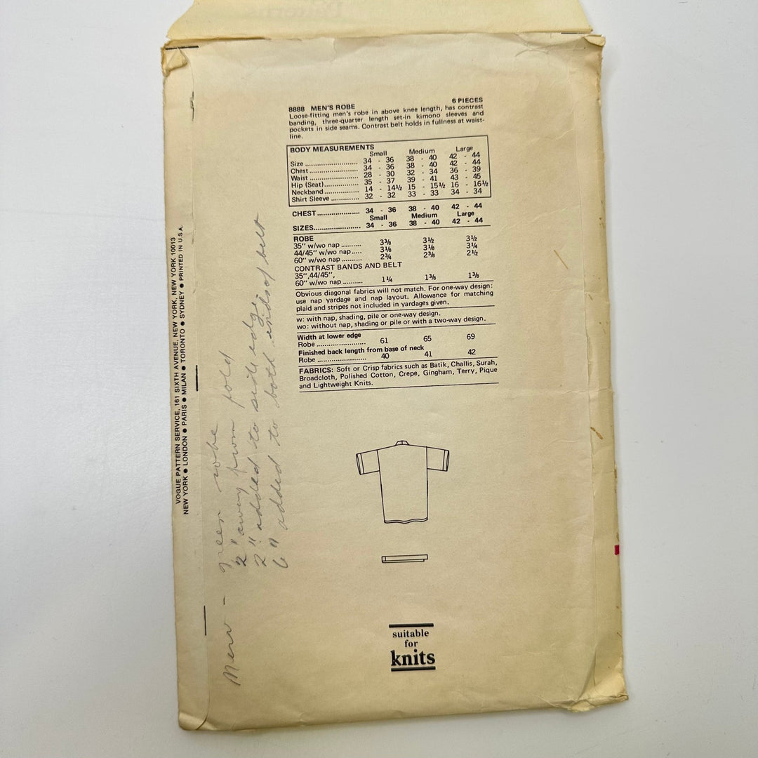 Sewing Pattern - Menswear - Vogue 8888 - True Deadstock supplies Fabric by private - Sustainable Textile | FABCYCLE