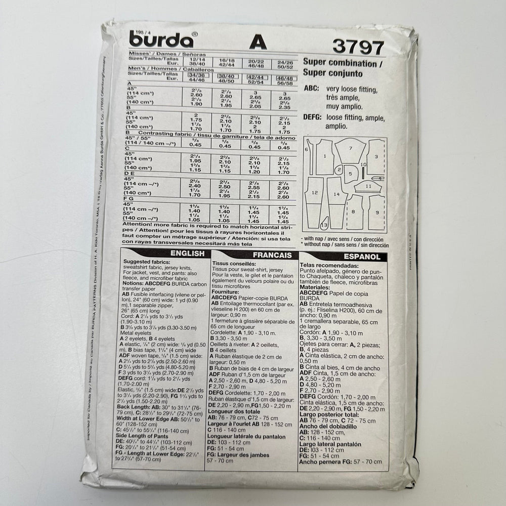 Sewing Pattern - Unisex - Burda 3797 - True Deadstock supplies Fabric by private - Sustainable Textile | FABCYCLE