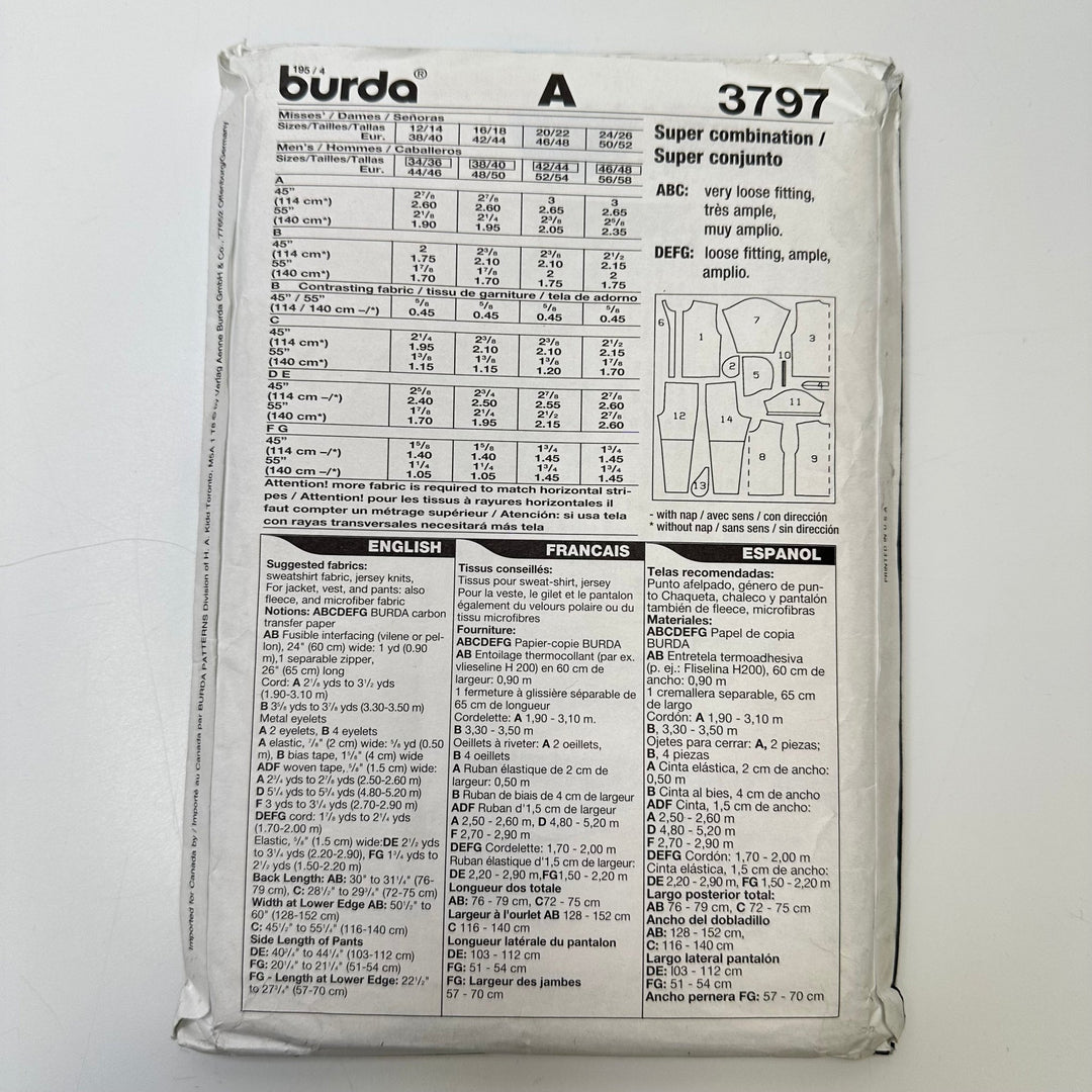 Sewing Pattern - Unisex - Burda 3797 - True Deadstock supplies Fabric by private - Sustainable Textile | FABCYCLE
