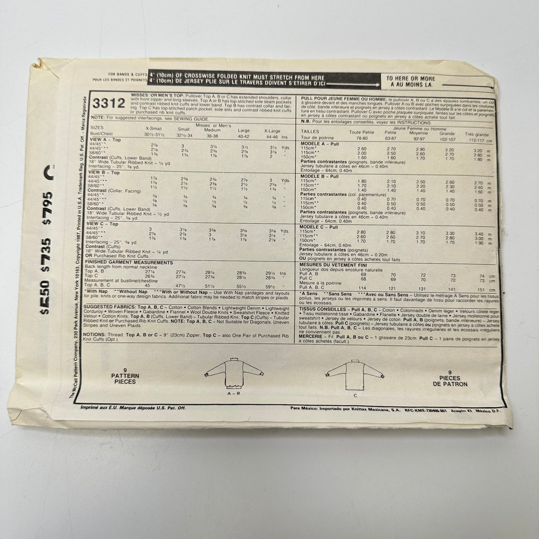 Sewing Pattern - Unisex - McCall&