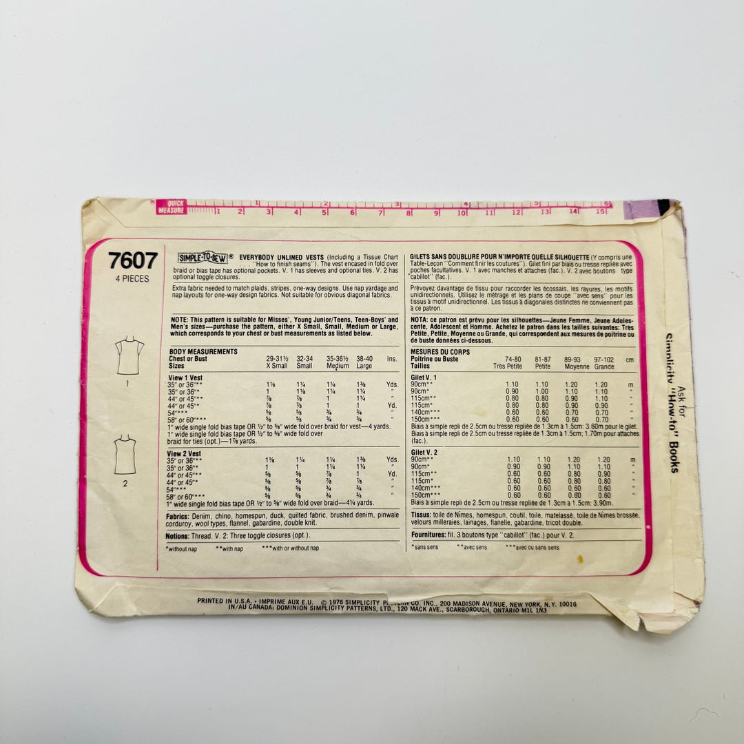 Sewing Pattern - Unisex - Simplicity 7607 - True Deadstock supplies Fabric by private - Sustainable Textile | FABCYCLE
