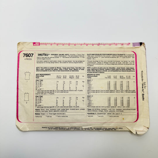 Sewing Pattern - Unisex - Simplicity 7607 - True Deadstock supplies Fabric by private - Sustainable Textile | FABCYCLE