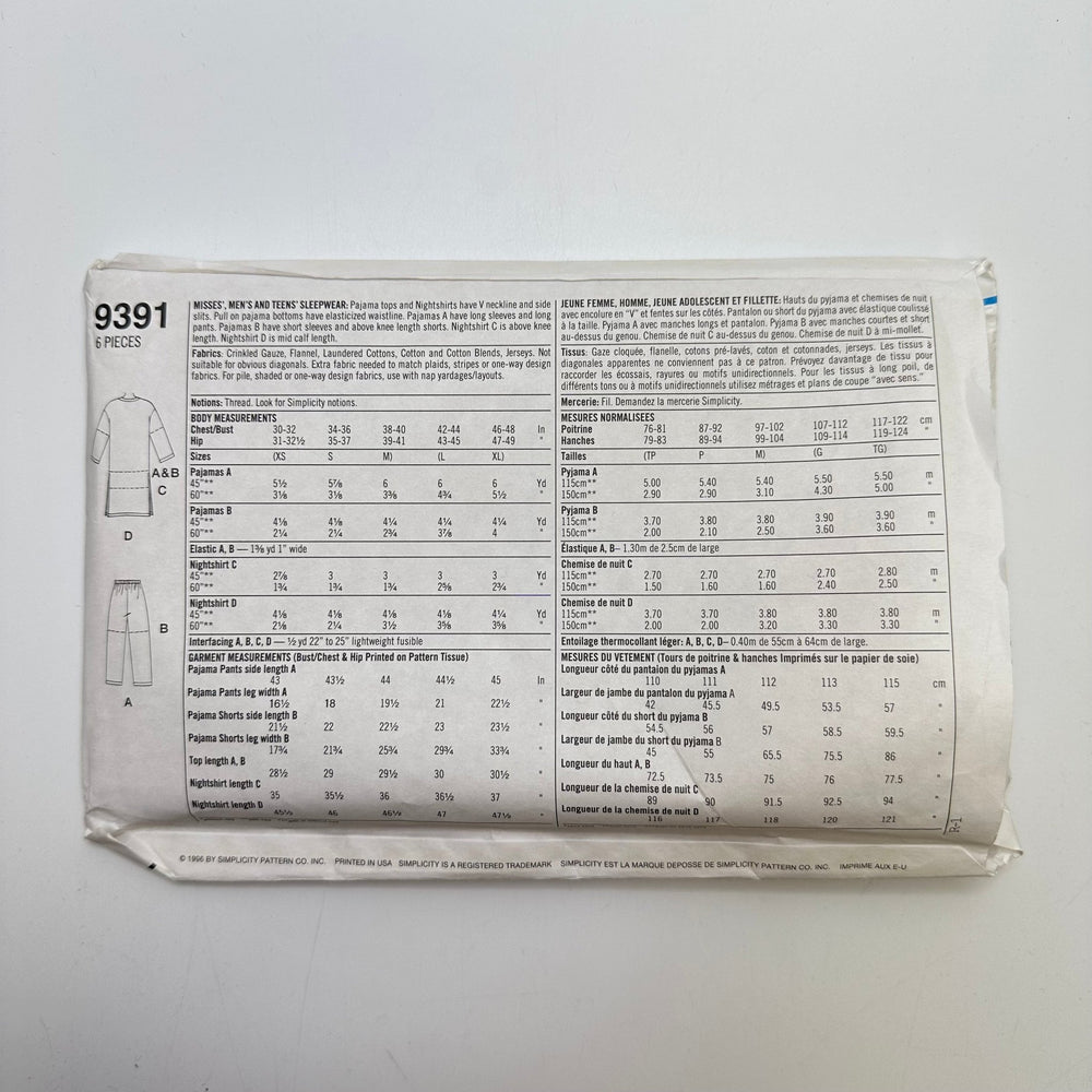Sewing Pattern - Unisex - Simplicity 9391 - True Deadstock supplies Fabric by private - Sustainable Textile | FABCYCLE