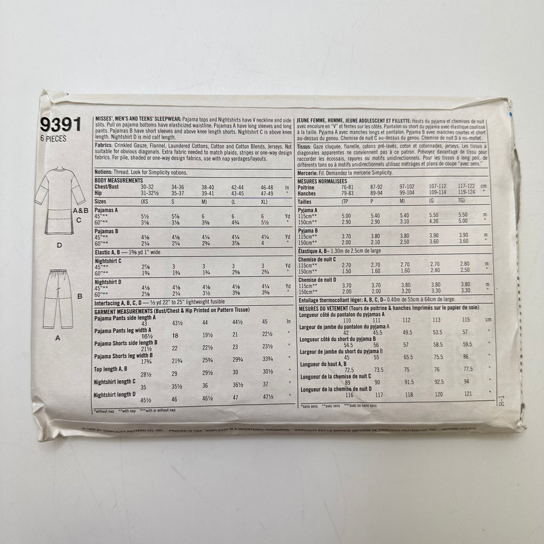 Sewing Pattern - Unisex - Simplicity 9391 - True Deadstock supplies Fabric by private - Sustainable Textile | FABCYCLE