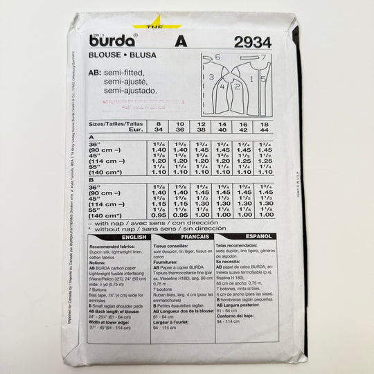Sewing Pattern - Womenswear - Burda 2934 - True Deadstock supplies Fabric by private - Sustainable Textile | FABCYCLE