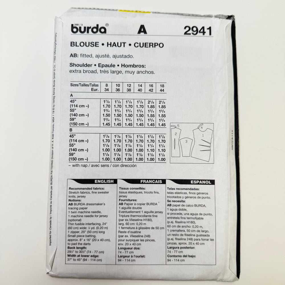 Sewing Pattern - Womenswear - Burda 2941 - True Deadstock supplies Fabric by private - Sustainable Textile | FABCYCLE