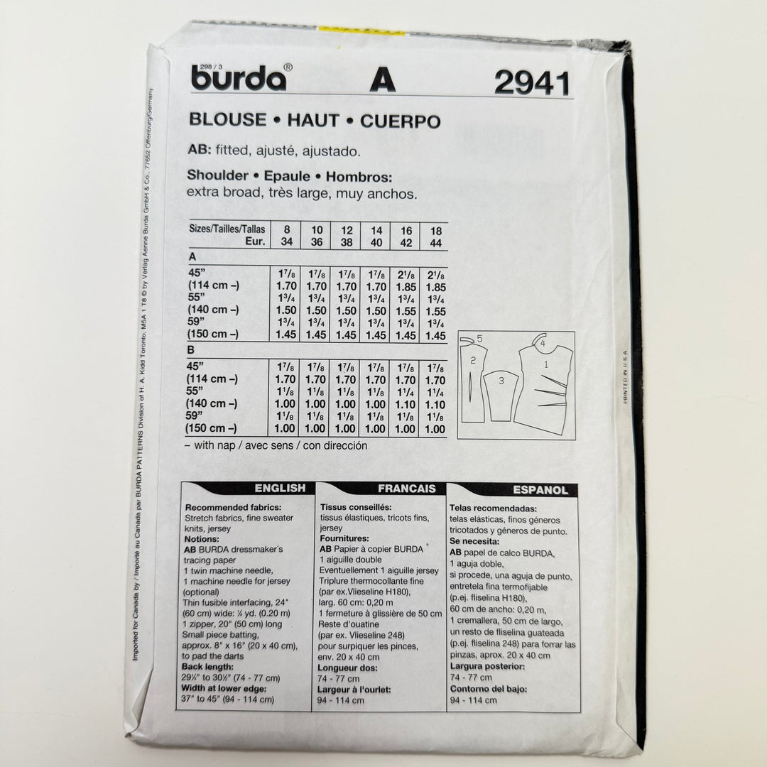 Sewing Pattern - Womenswear - Burda 2941 - True Deadstock supplies Fabric by private - Sustainable Textile | FABCYCLE