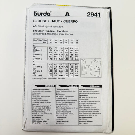 Sewing Pattern - Womenswear - Burda 2941 - True Deadstock supplies Fabric by private - Sustainable Textile | FABCYCLE