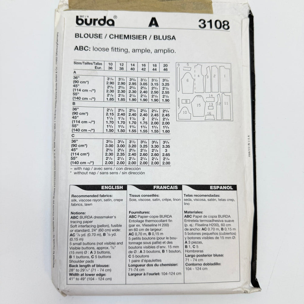 Sewing Pattern - Womenswear - Burda 3108 - True Deadstock supplies Fabric by private - Sustainable Textile | FABCYCLE