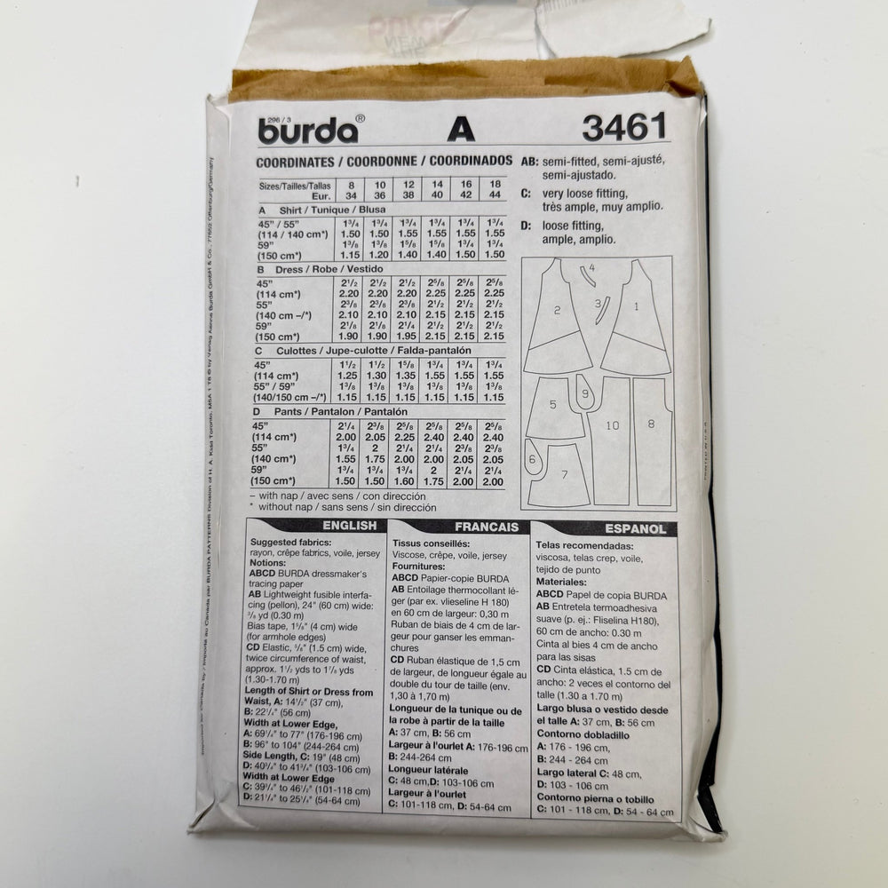 Sewing Pattern - Womenswear - Burda 3461 - True Deadstock supplies Fabric by private - Sustainable Textile | FABCYCLE