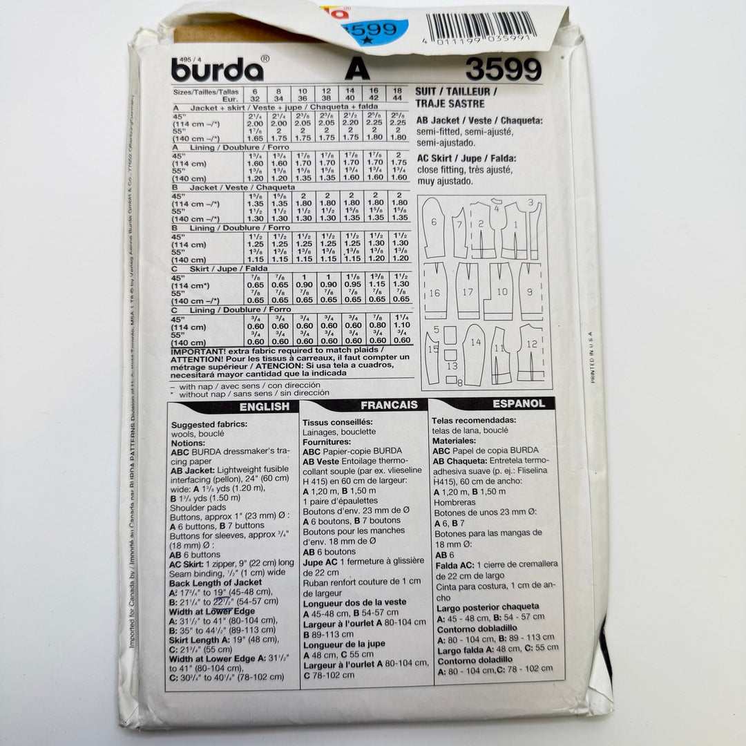 Sewing Pattern - Womenswear - Burda 3599 - True Deadstock supplies Fabric by private - Sustainable Textile | FABCYCLE
