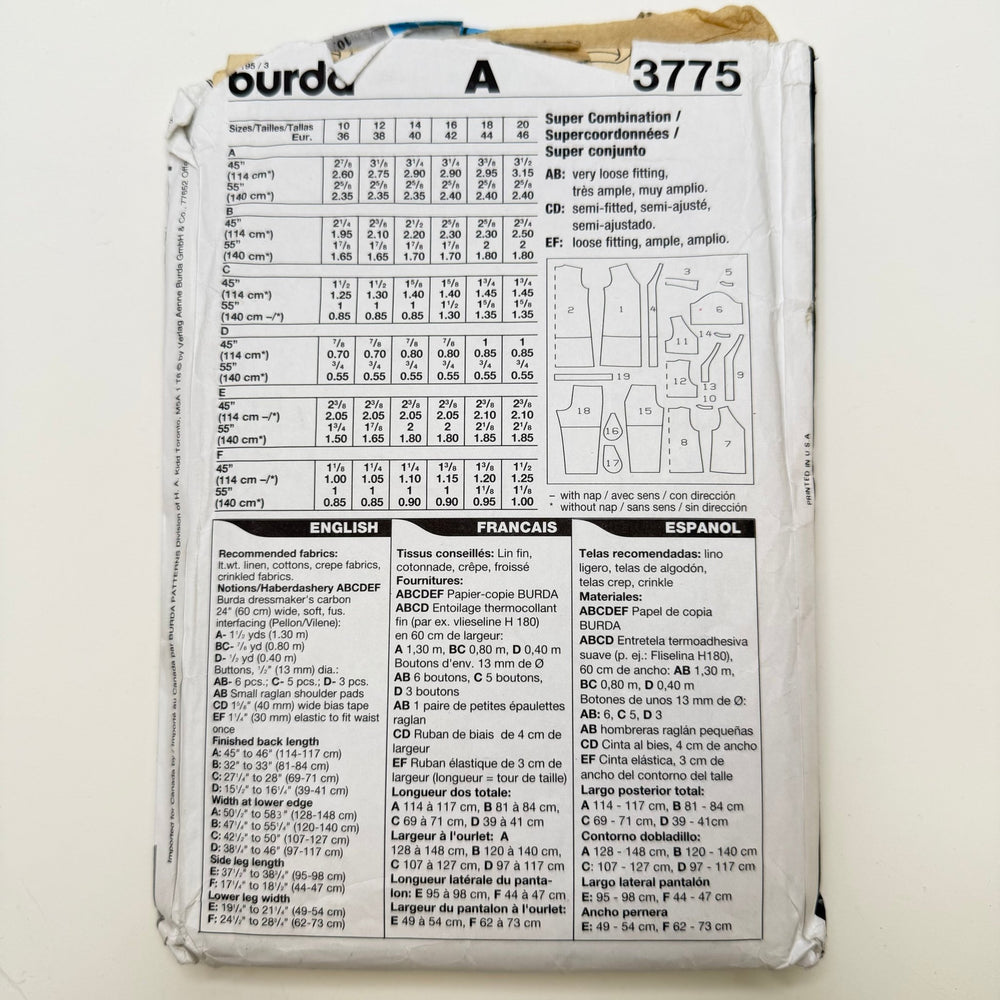 Sewing Pattern - Womenswear - Burda 3775 - True Deadstock supplies Fabric by private - Sustainable Textile | FABCYCLE