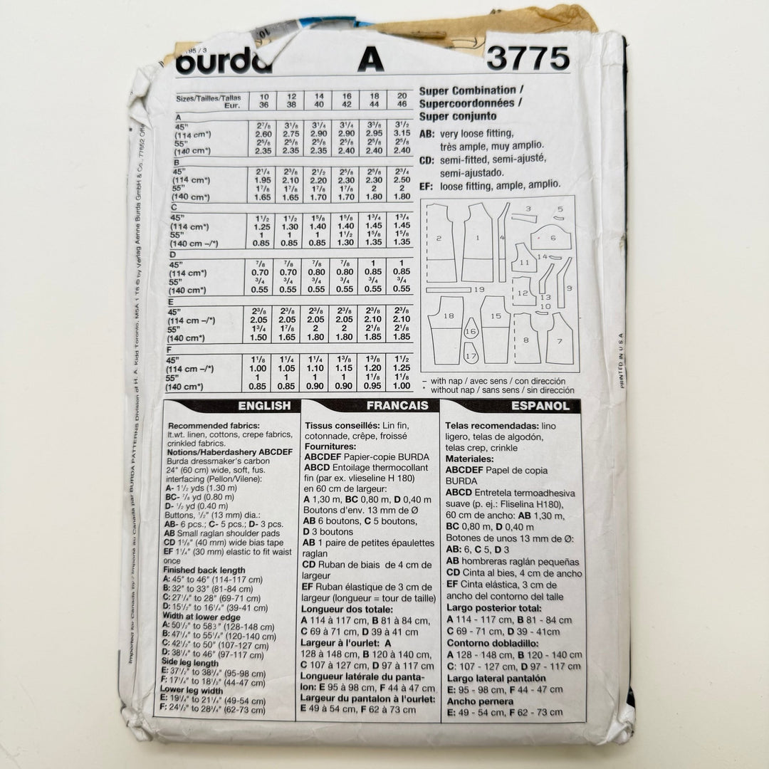 Sewing Pattern - Womenswear - Burda 3775 - True Deadstock supplies Fabric by private - Sustainable Textile | FABCYCLE