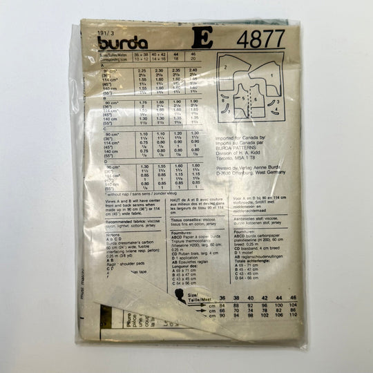 Sewing Pattern - Womenswear - Burda 4877 - True Deadstock supplies Fabric by private - Sustainable Textile | FABCYCLE
