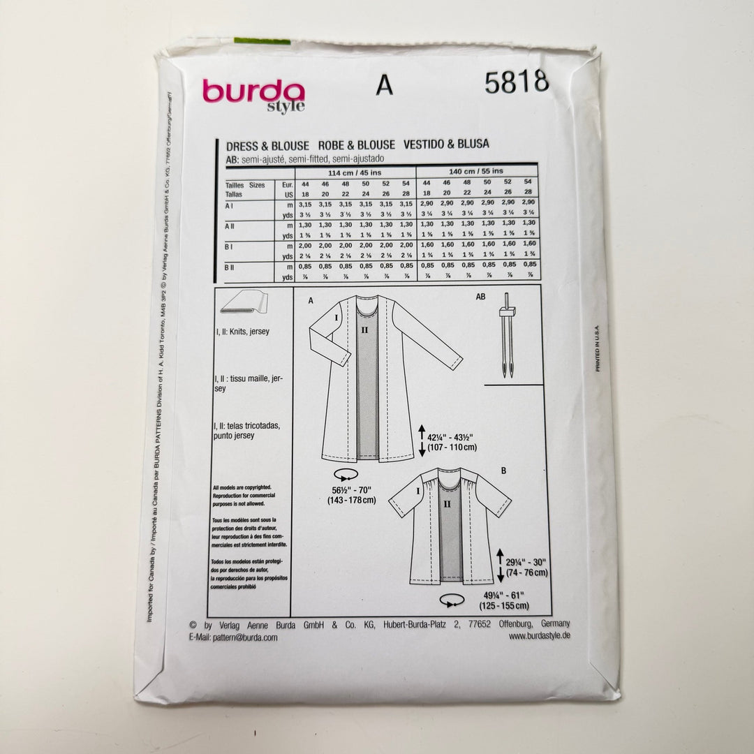 Sewing Pattern - Womenswear - Burda 5818 - True Deadstock supplies Fabric by private - Sustainable Textile | FABCYCLE