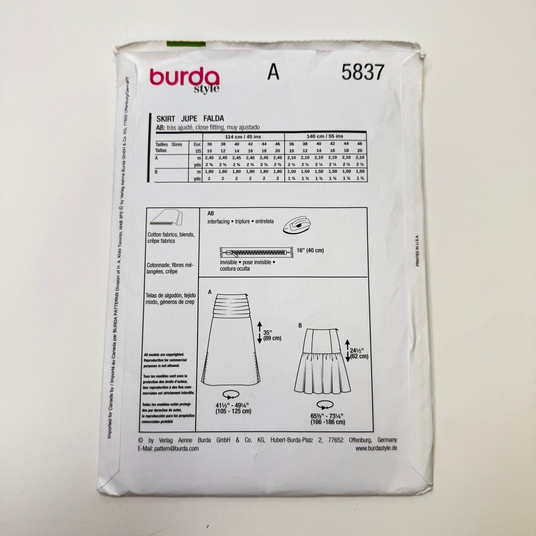 Sewing Pattern - Womenswear - Burda 5837 - True Deadstock supplies Fabric by private - Sustainable Textile | FABCYCLE
