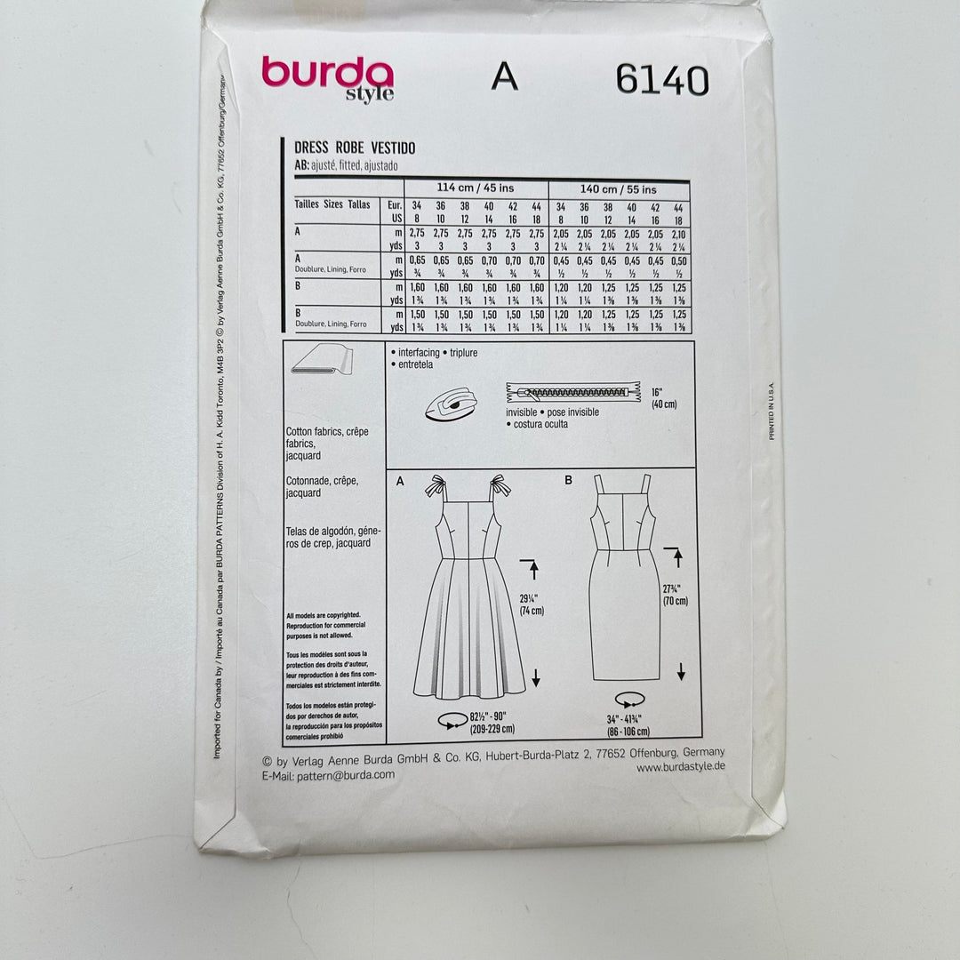 Sewing Pattern - Womenswear - Burda 6140 - True Deadstock supplies Fabric by private - Sustainable Textile | FABCYCLE