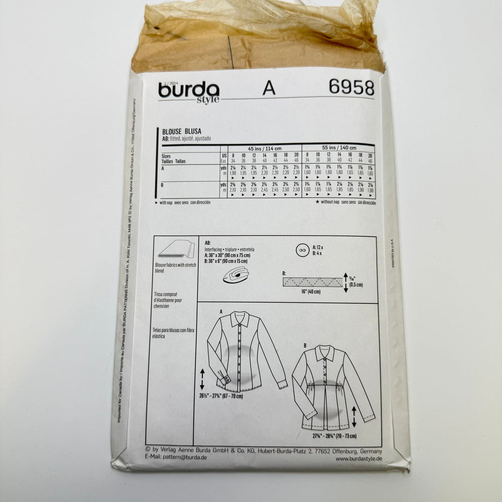 Sewing Pattern - Womenswear - Burda 6958 - True Deadstock supplies Fabric by private - Sustainable Textile | FABCYCLE