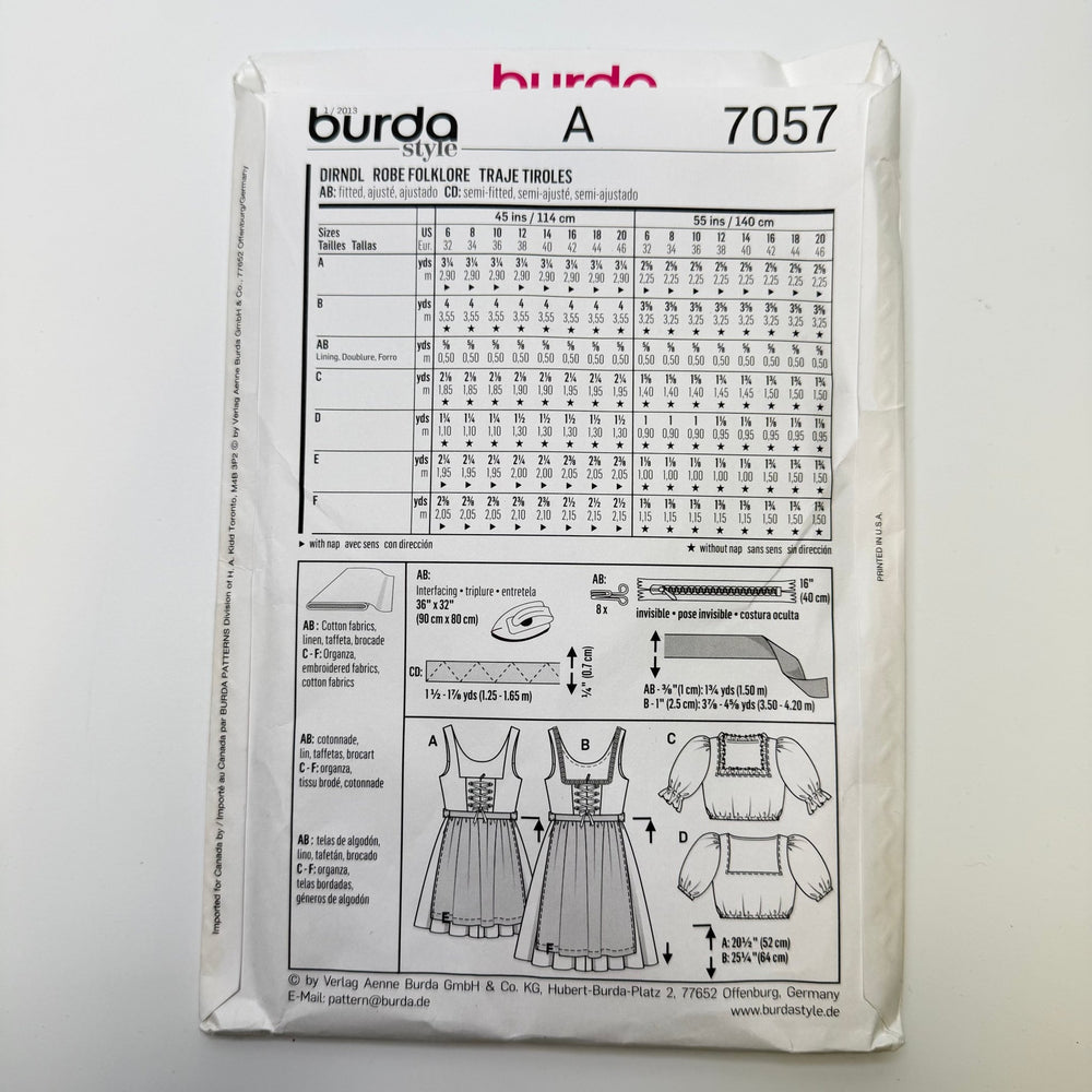Sewing Pattern - Womenswear - Burda 7057 - True Deadstock supplies Fabric by private - Sustainable Textile | FABCYCLE