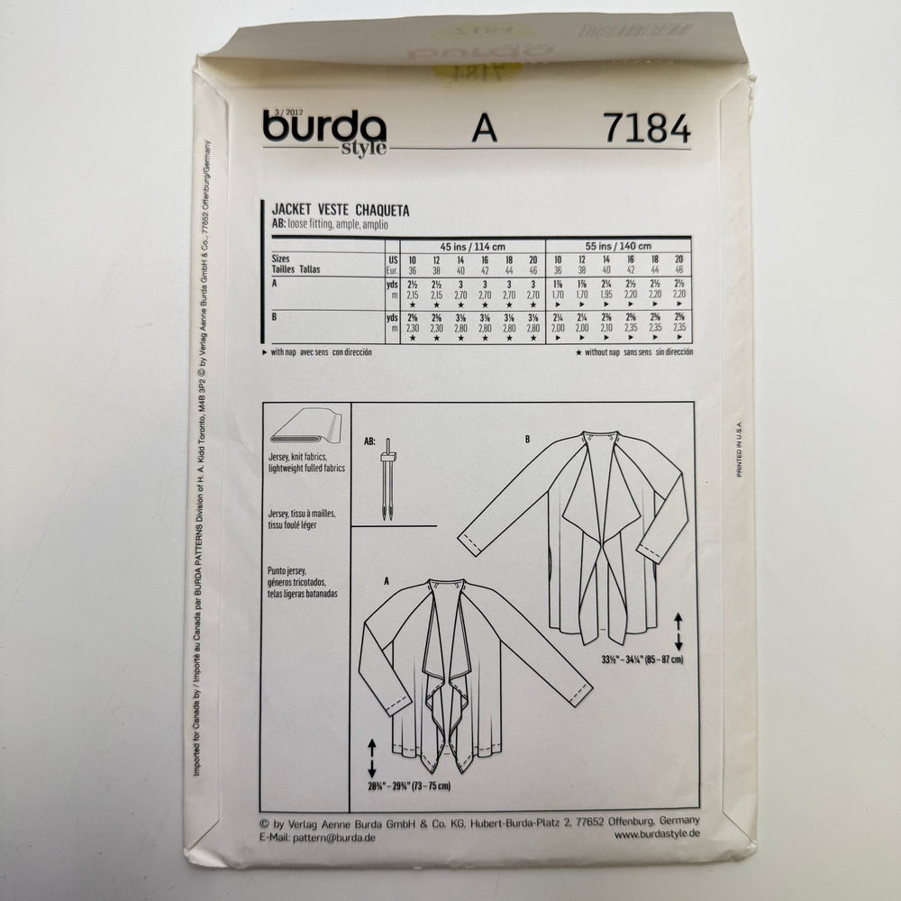 Sewing Pattern - Womenswear - Burda 7184 - True Deadstock supplies Fabric by private - Sustainable Textile | FABCYCLE