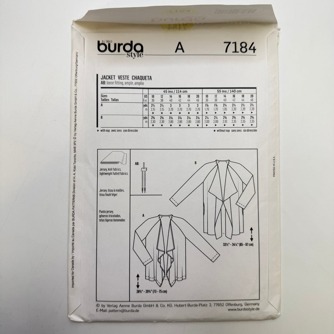Sewing Pattern - Womenswear - Burda 7184 - True Deadstock supplies Fabric by private - Sustainable Textile | FABCYCLE